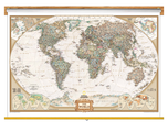 Antique Tones World Wall Map Classroom Pull Down